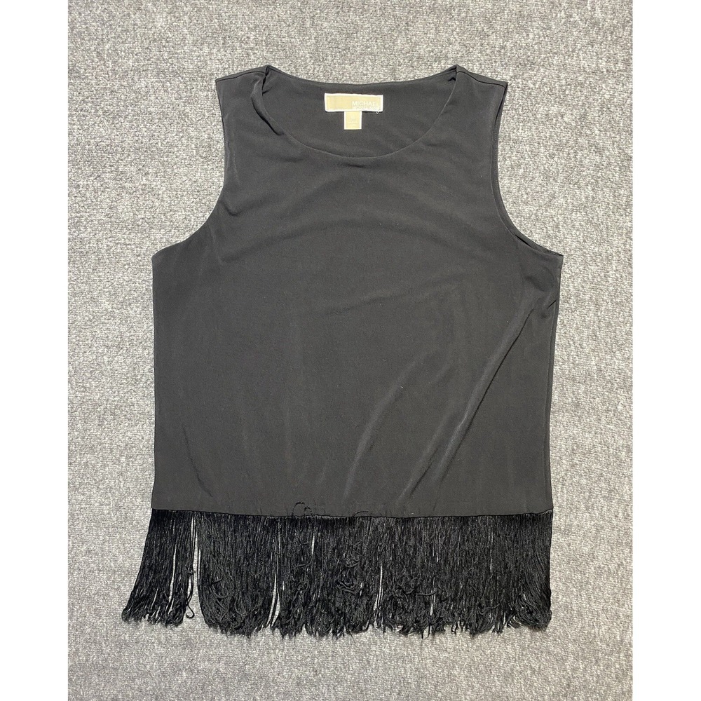 Michael Kors Women's Sleeveless Snakeskin Fringe Top Blouse Size M